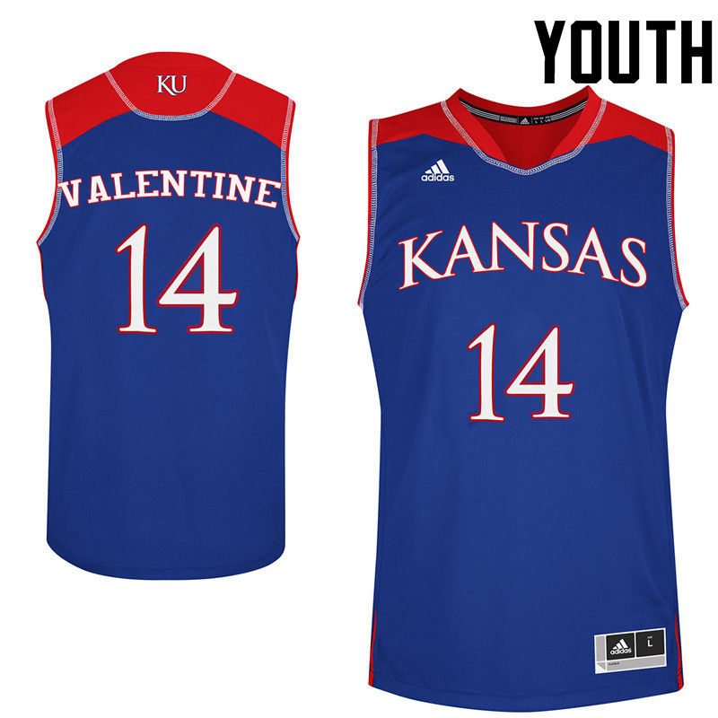 Youth Kansas Jayhawks #14 Darnell Valentine College Basketball Jerseys-Royals